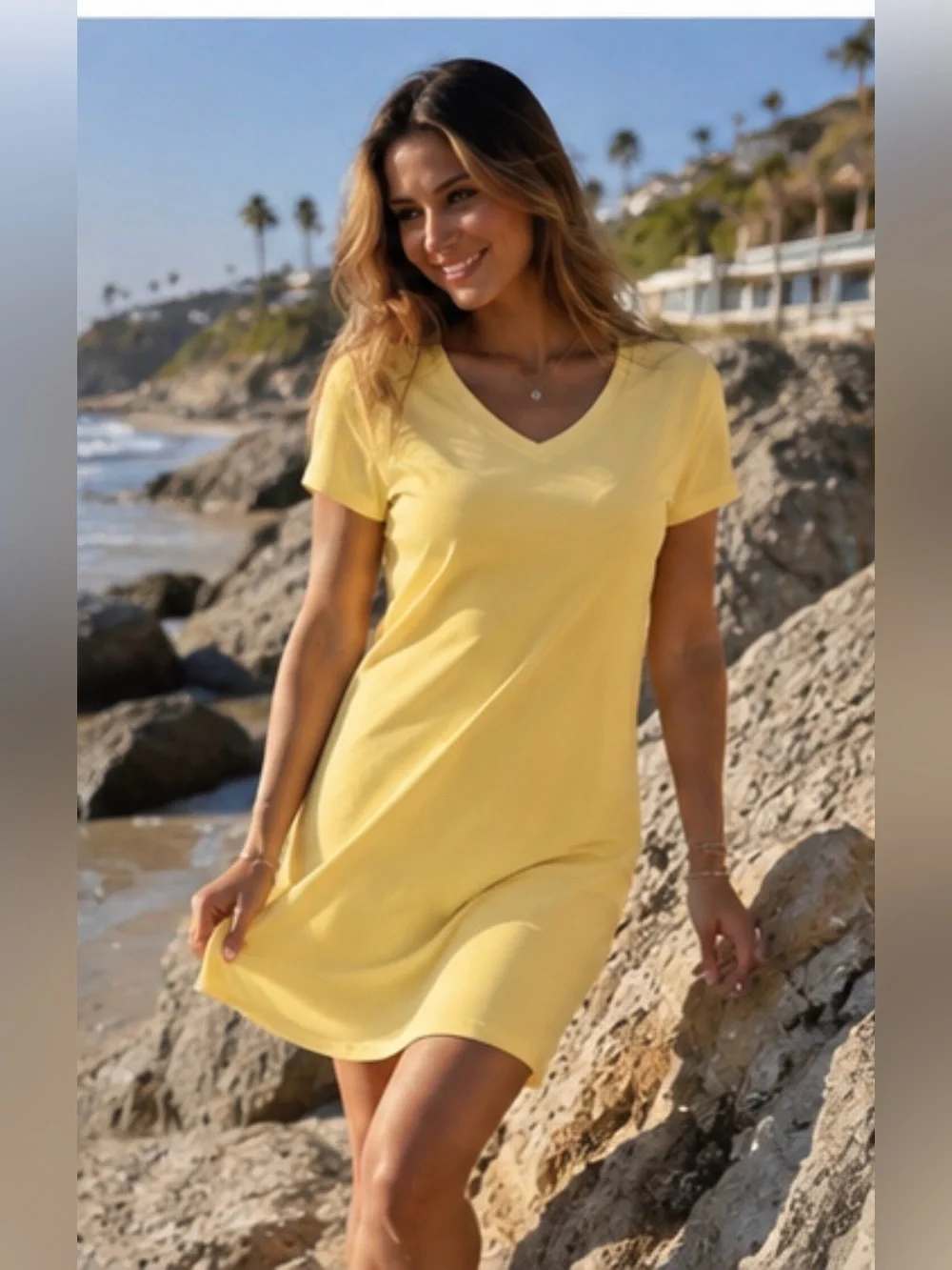 Rumpus Women’s Yellow V neck Dress, mid length, nwt